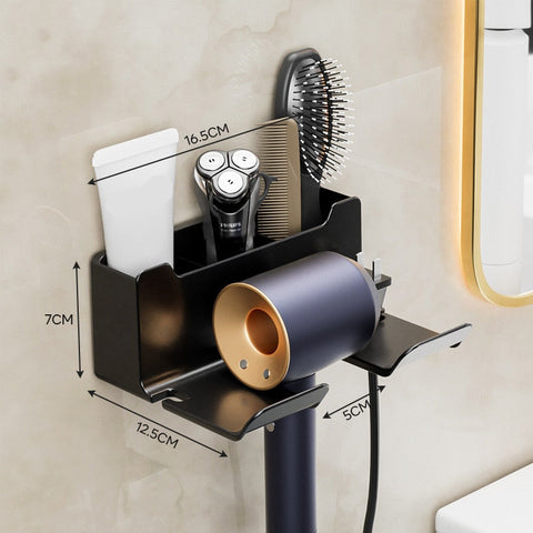 Wall-Mounted Hair Dryer & Accessory Holder